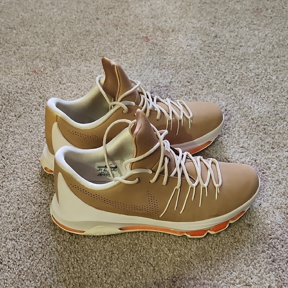 Tan High-Top Sneakers with White and Orange Accents - Picture 2 of 8